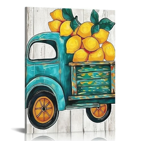 Nawypu  Lemon Wall Art Lemon Fruit Word Pictures Canvas Print Modern Kitchen Artwork for Wall Farmhouse Living Room Office Decoration
