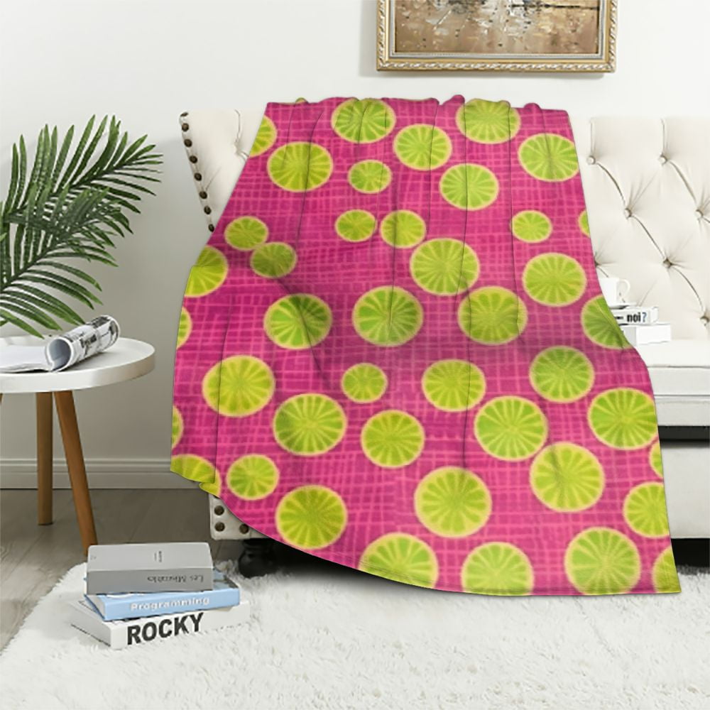Nawypu Lemonade Throw Blanket, Lime Slices Hipster Organic Fruits