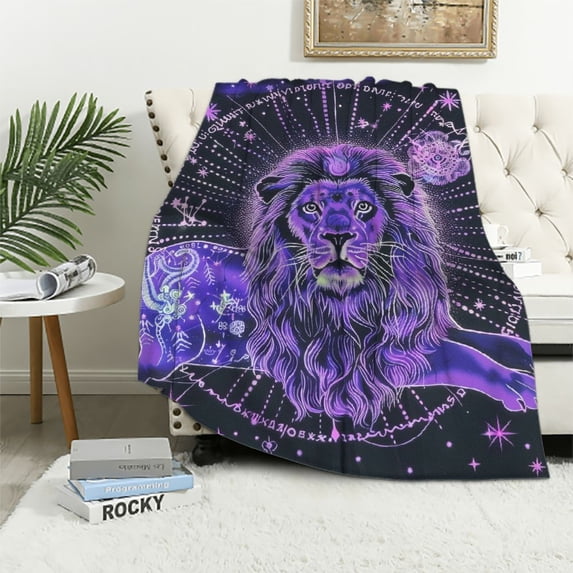 Nawypu Leo Throw Blanket Flannel Constellations Blanket Warm & Soft Horoscope Astrology Throw Blankets Constellation Theme Home