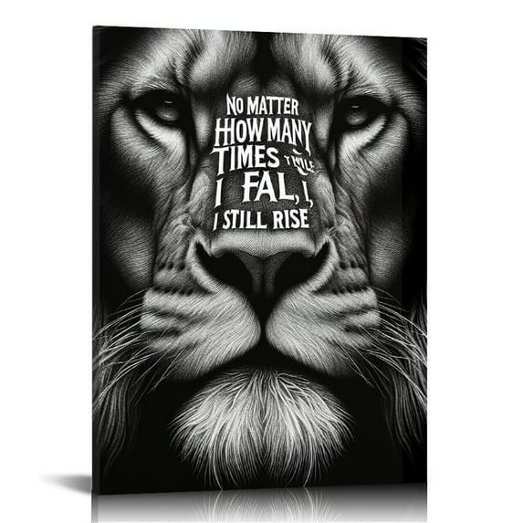 Nawypu Lion Canvas Wall Art Black and White Animal Inspirational Motivational Quotes Prints Posters Office Decor Framed Ready to Hang