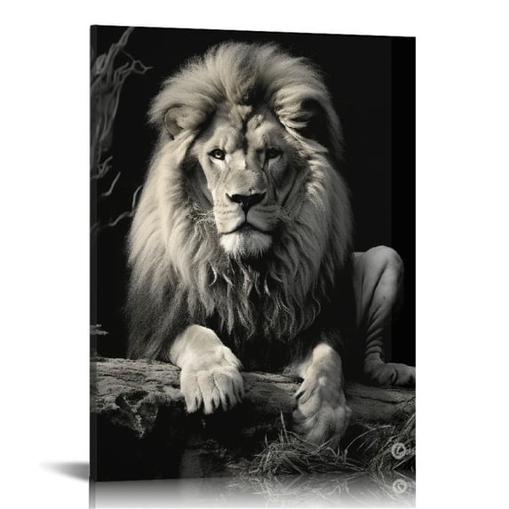 Nawypu Lion Canvas Wall Art Modern Black and White Animal Picture Painting for Home Office Living Room Bedroom Decor Gallery Canvas Wrapped Ready to Hang
