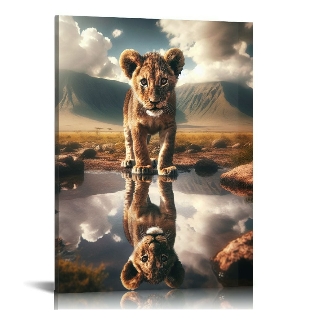 Nawypu Lion Canvas Wall Art, Motivational Lion King Mindset Painting
