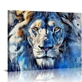 thumbnail image 1 of Nawypu Lion Canvas Wall Art for Living Room, Blue Print Painting for Bedroom, Animal Picture Decor, Large, 1 of 6