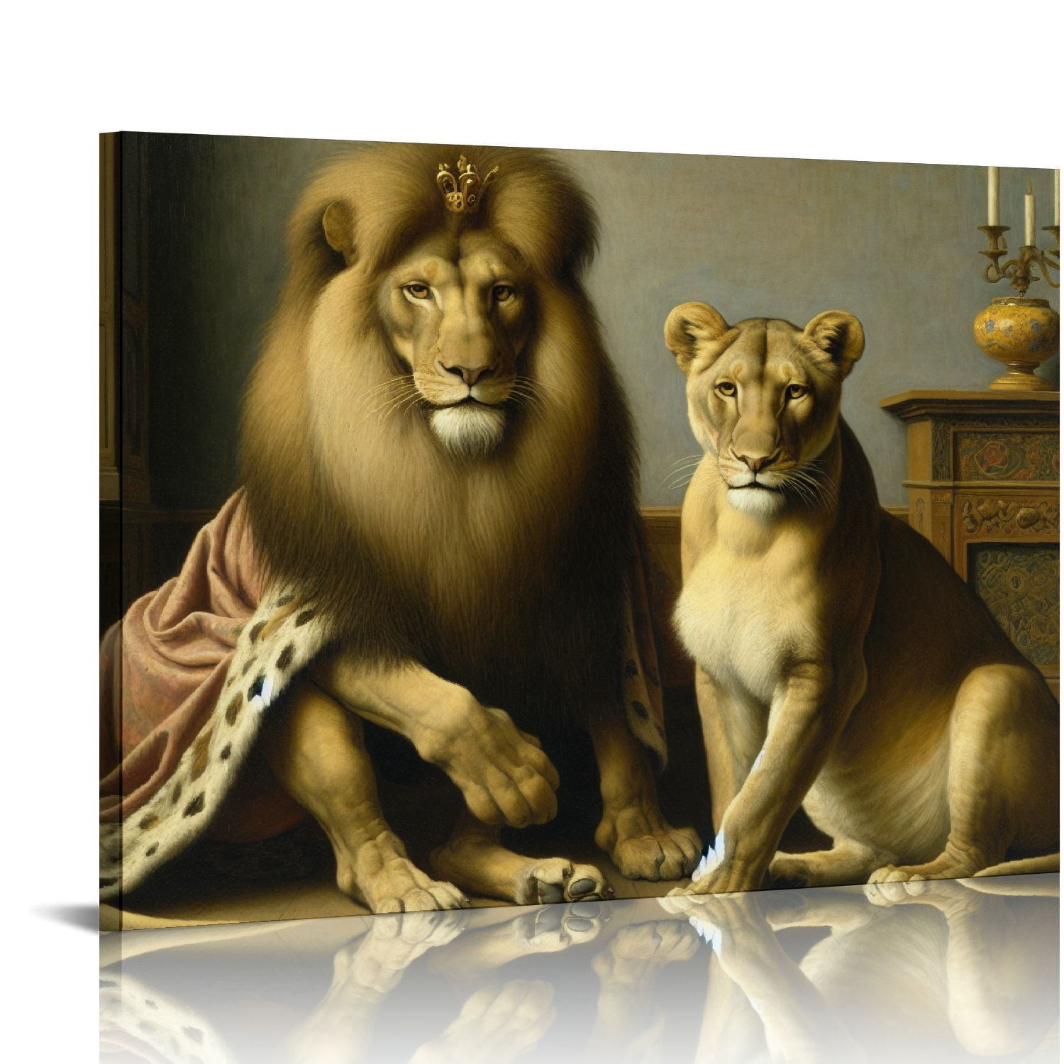 Nawypu Lion Couple King and Queen Canvas Wall Art I Choose You Black ...