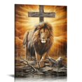 thumbnail image 1 of Nawypu Lion of Judah Wall Art Christian Cross Pictures Wall Decor Jesus Thorn and Crown Dove Painting Vintage Religious Canvas Prints Modern Artwork Framed Decor for Home Bedroom Living Room, 1 of 4