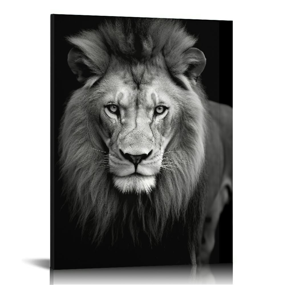 Nawypu Lion and Lioness Canvas Wall Art Black and White Animal Pictures
