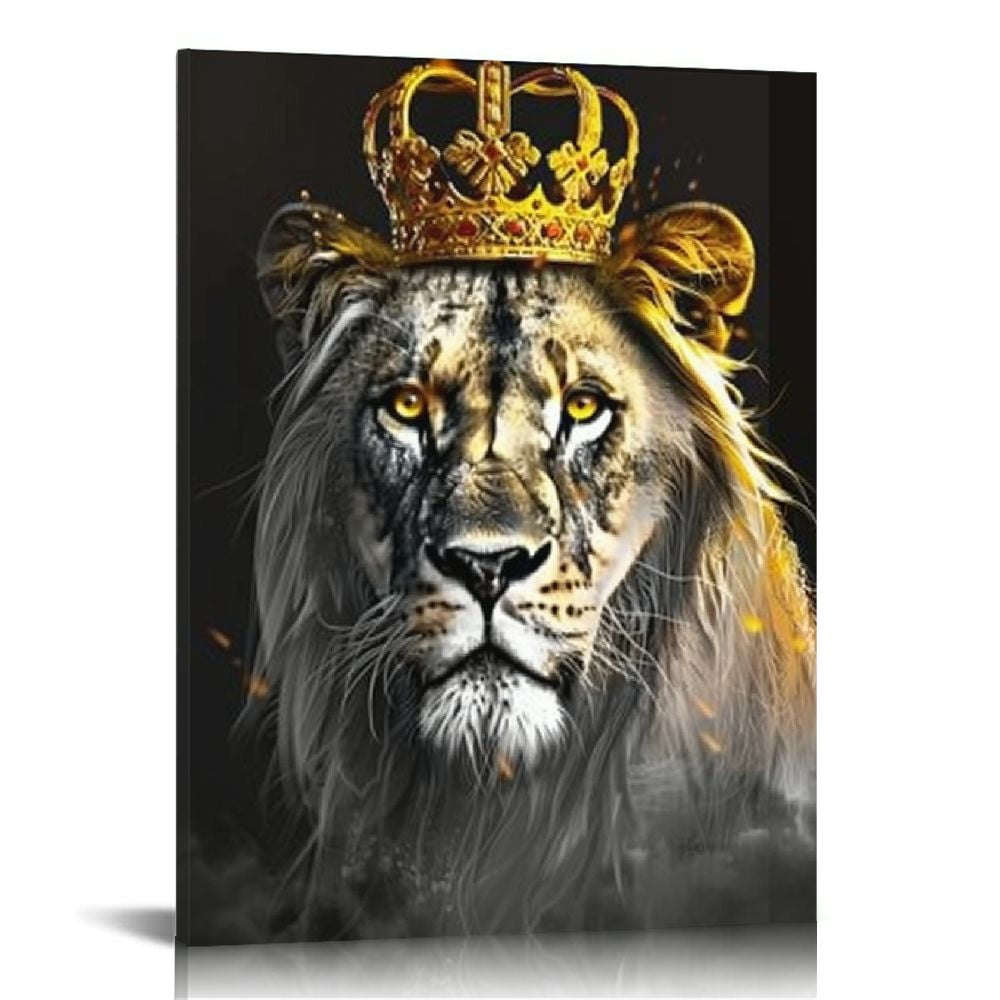 Nawypu Lion and Lioness Canvas Wall Art Black and White King and Queen