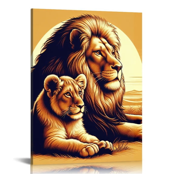 Nawypu Lion Poster, King Of The Jungle Wall Art,Lion Father And Son,Family Animal Wall Art Poster Canvas Wall Art Prints for Wall Decor Room Decor Bedroom Decor Gifts Posters