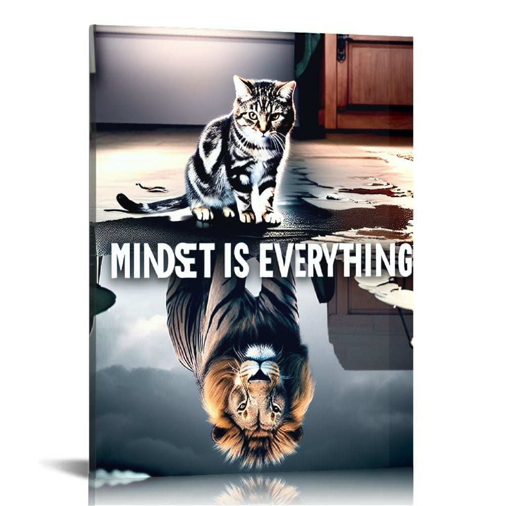 Nawypu Lion Wall Art Mindset is Everything Motivational Animals Prints