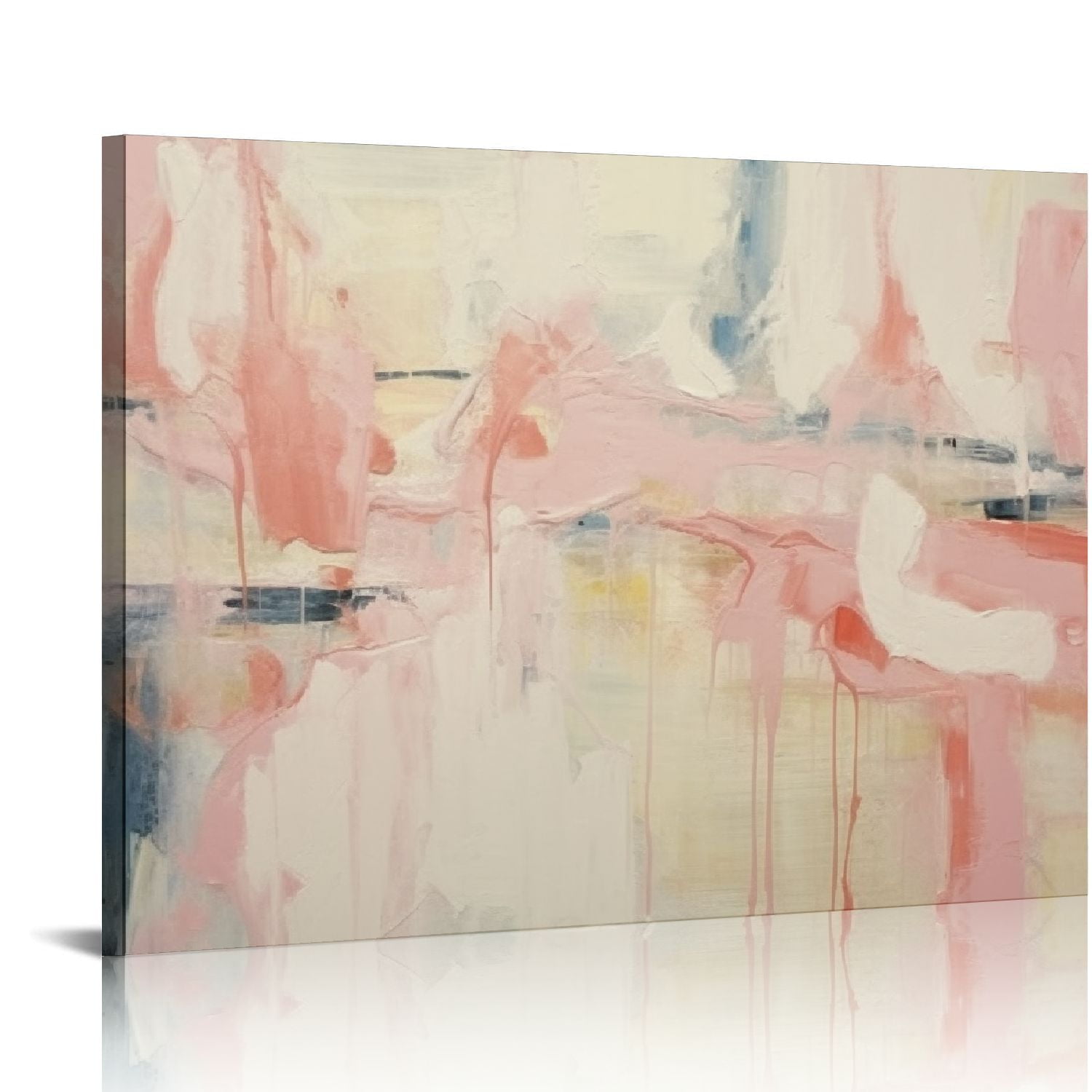 Nawypu Living Room Decor Pink Canvas Wall Art Abstract Wall Art White