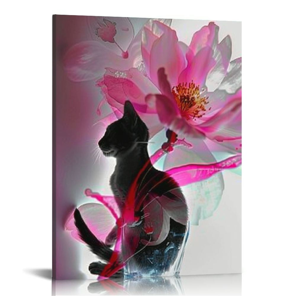 Nawypu Lotus Flower Canvas Print Zen Wall Art Black and White Pink ...