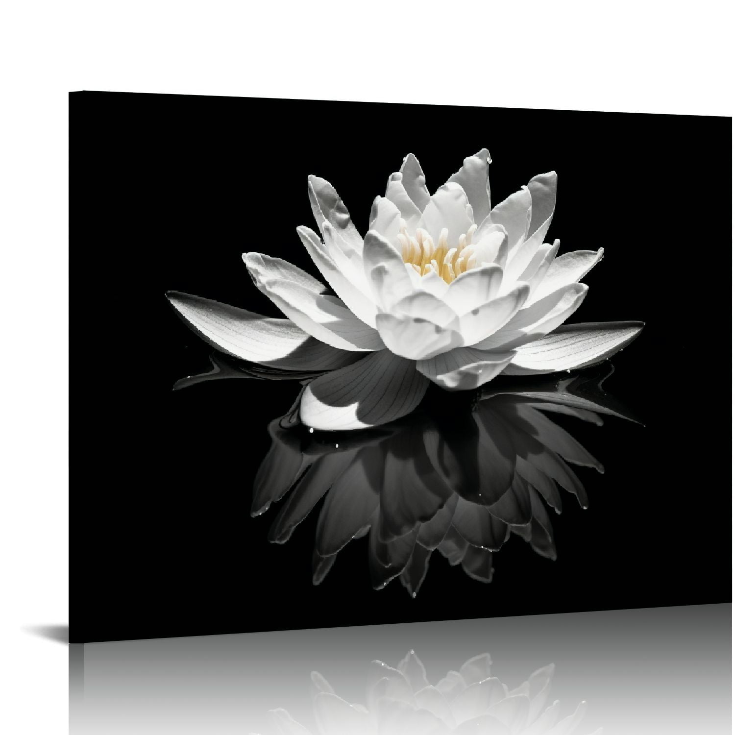 Nawypu Lotus Flower Canvas Print Zen Wall Art Black and White Floral ...