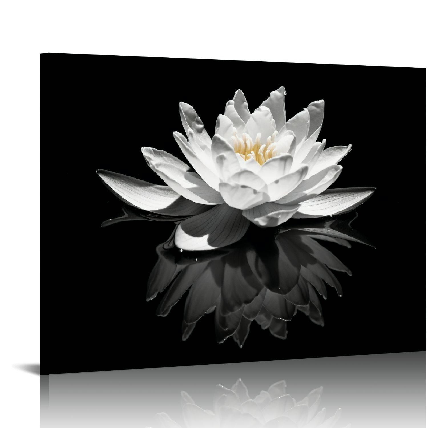 Nawypu Lotus Flower Canvas Print Zen Wall Art Black and White Floral ...