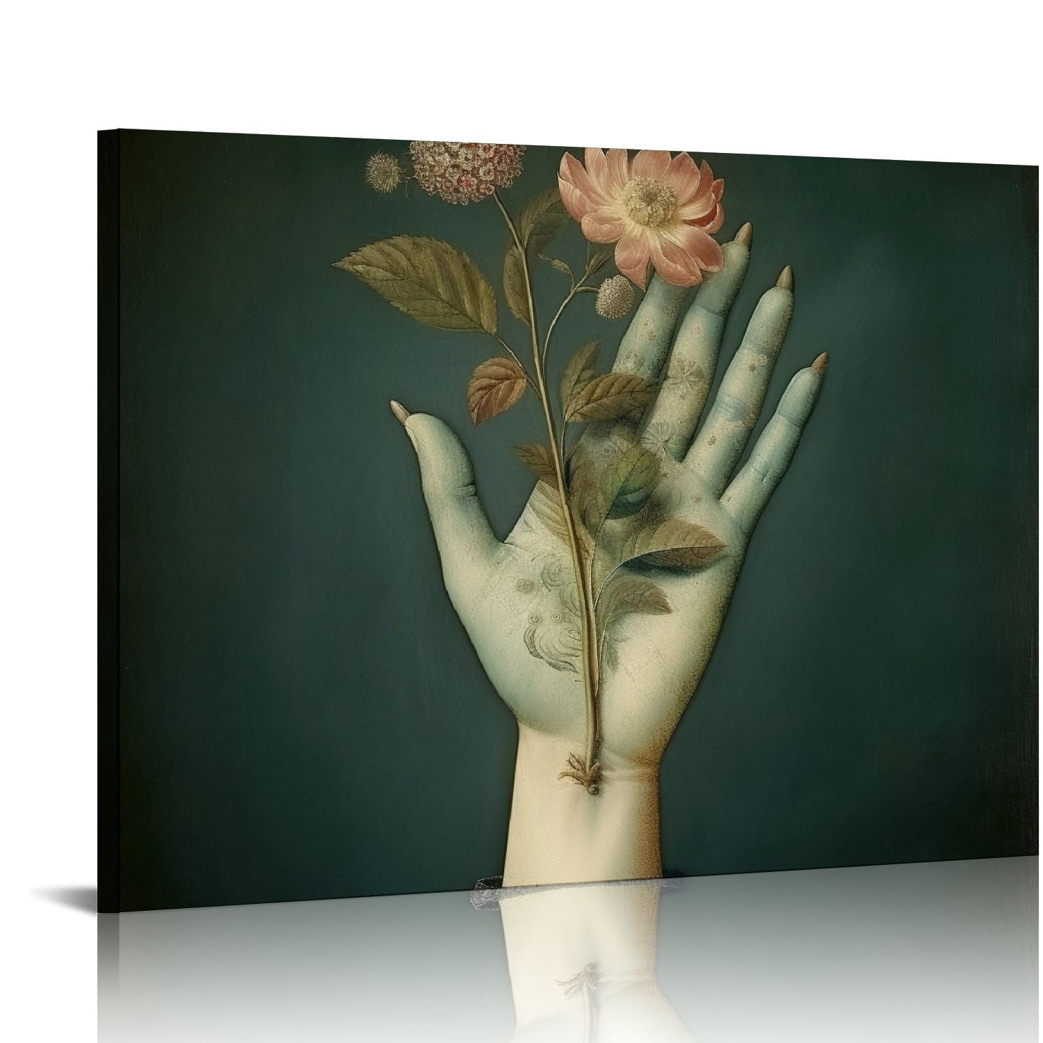 Nawypu Lotus Flower Canvas Wall Art for Living Room White and Indigo ...