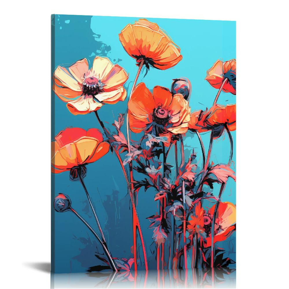 Nawypu Lotus Flower Canvas Wall Art for Living Room White and Indigo ...