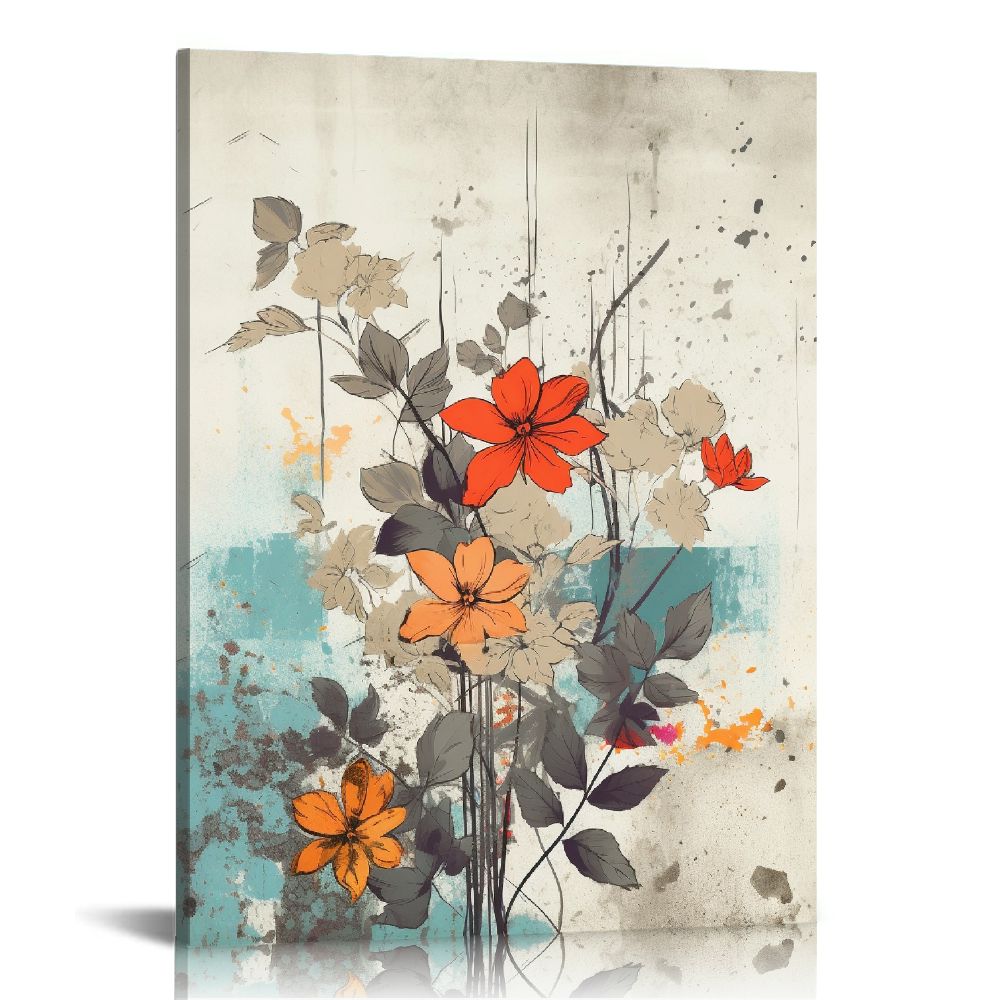 Nawypu Lotus Flower Canvas Wall Art for Living Room White and Indigo ...
