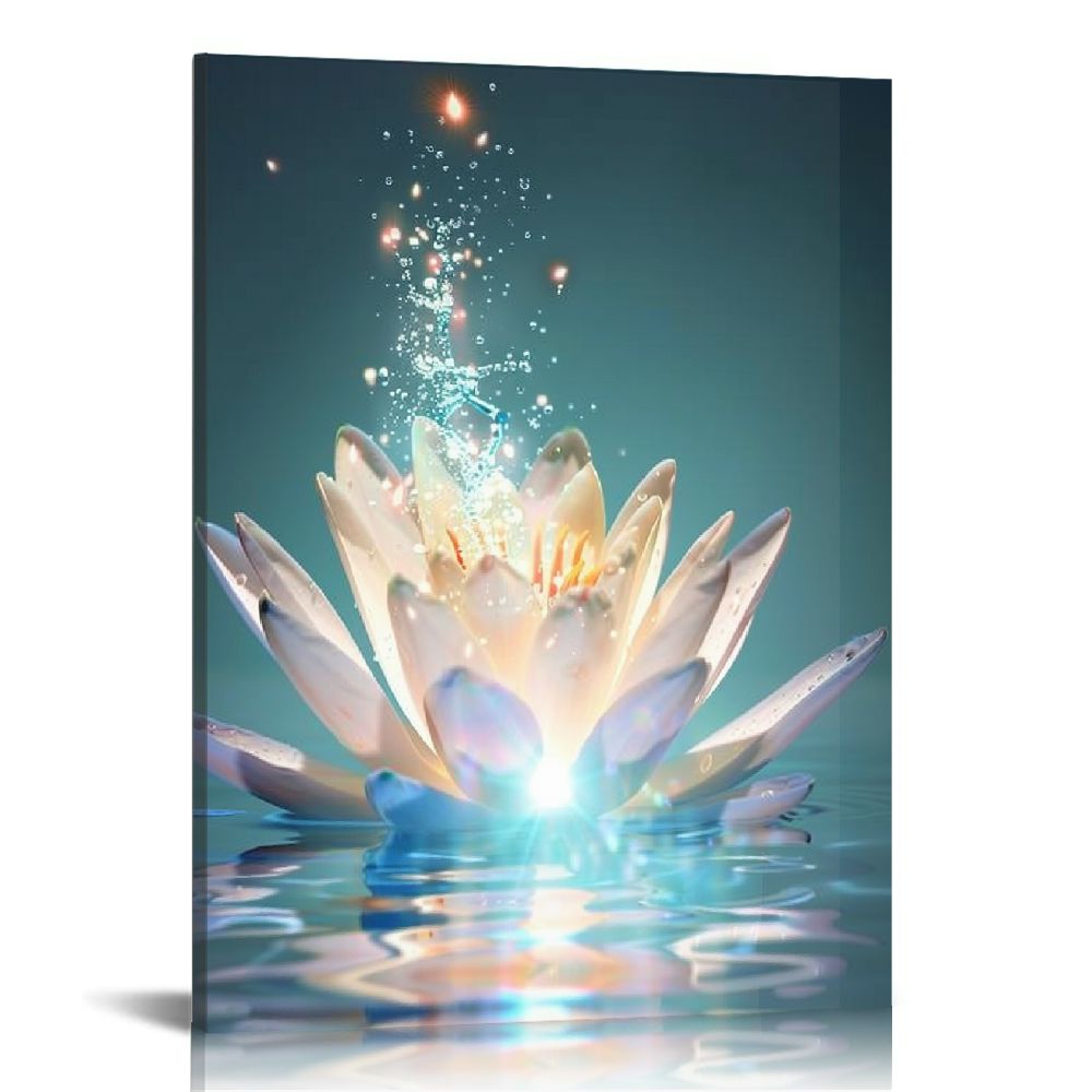 Nawypu Lotus Flower Wall Art White Flowers Floral Canvas Picture for ...