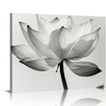 thumbnail image 1 of Nawypu  Lotus Wall Art for Living Room, Flower Canvas Wall Decor for Girl Bedroom, Black and White Floral Painting, Aesthetic Simple Style Print Decoration,, 1 of 5