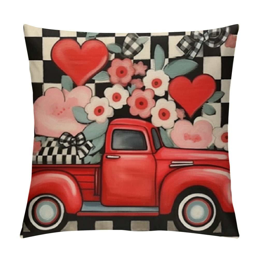 Nawypu Love Heart Buffalo Plaid Valentines Day Pillow Covers Farmhouse ...