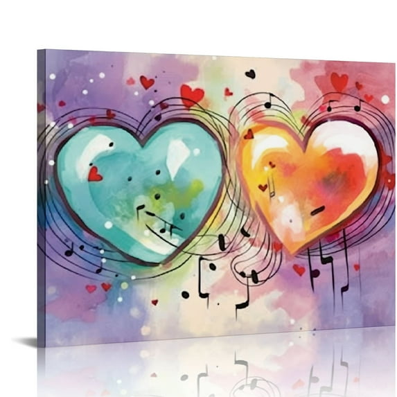 Nawypu Love Heart Canvas Wall Art Romantic Artwork Valentines Painting Prints for Couple and Girl Friend
