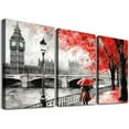 thumbnail image 1 of Nawypu  Lovers Canvas Wall Art Couple Kissing in Rain with Red Umbrella Artwork Romantic Painting for Living Room Wall Decor Stretched and Framed Ready to Hang 12''x16''X3 Panels, 1 of 4
