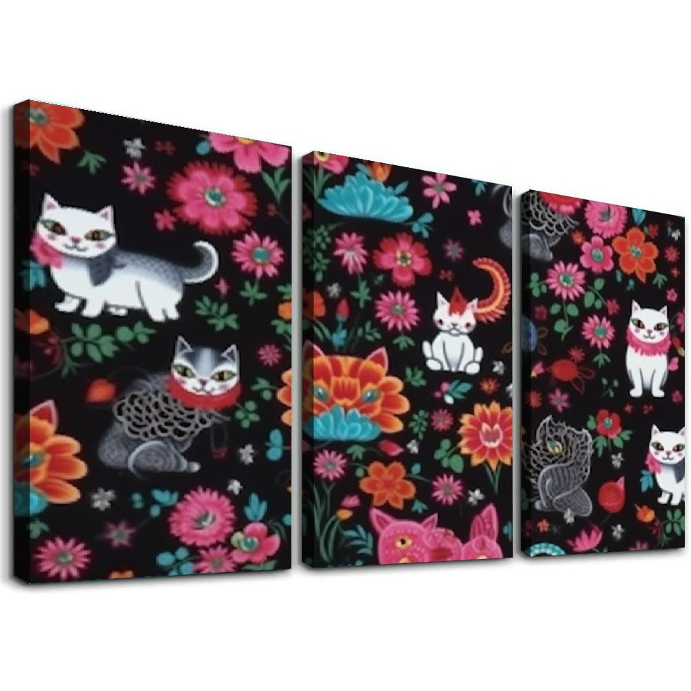 Nawypu Lucky Cat Maneki Neko Dragons and Koi Fish Personalized Hanging Picture Frames Canvas