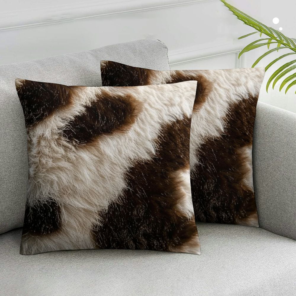 Nawypu Luxury Faux Fur Throw Pillow Covers Cowhide Decorative Soft