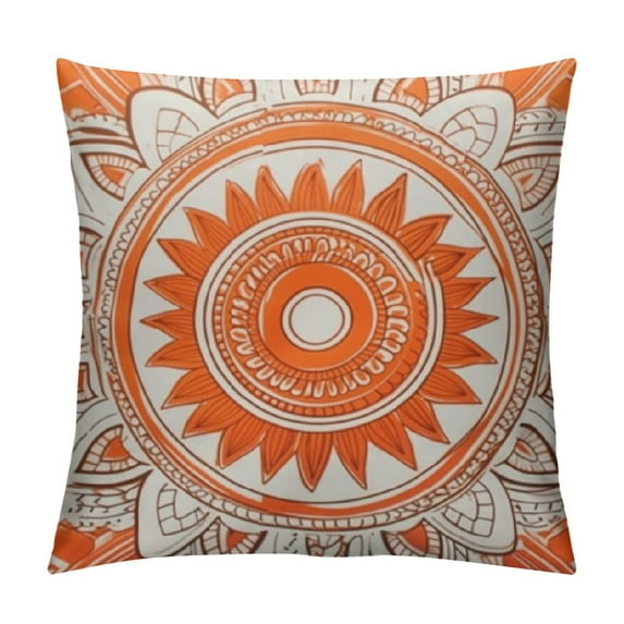 Nawypu Mandala Accent Decorative Throw Pillow Covers Orange