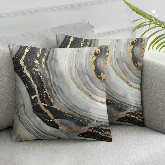 Nawypu Marble Throw Pillow Covers Decorative Black White Gold Art Abstract Modern Pattern Cushion Decor Cases Set of 2 for Sofa Bedroom,Couch Decoration