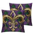 thumbnail image 1 of Nawypu  Mardi Gras Pillow Cover Fleur De Lis Beads Decor Holiday Farmhouse Pilow Case Decoration for Home Sofa Couch  2pc, 1 of 6