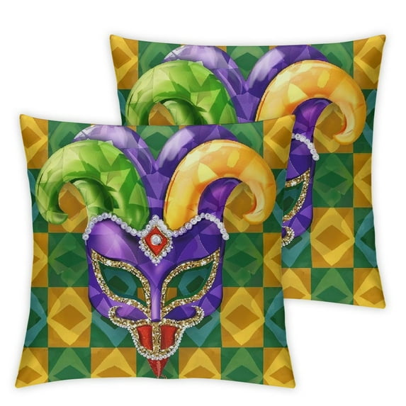 Nawypu Mardi Gras Pillow Covers Masquerade Mask Fleur De Lis Couch Pillow Cases Yellow Purple Green Throw Pillows Happy Mardi Gras Holiday Party Decor For Sofa Couch Home Decorations 2pc