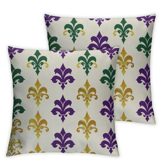 Nawypu Mardi Gras Pillow Covers Yellow Purple Green Beautiful Fleur De Lis Decorative Throw Pillow Cases Farmhouse Decoration for Sofa Couch Bed 2pc