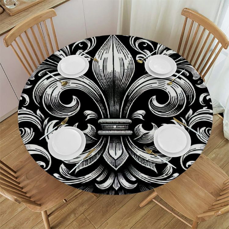 mardi gras tablecloth round