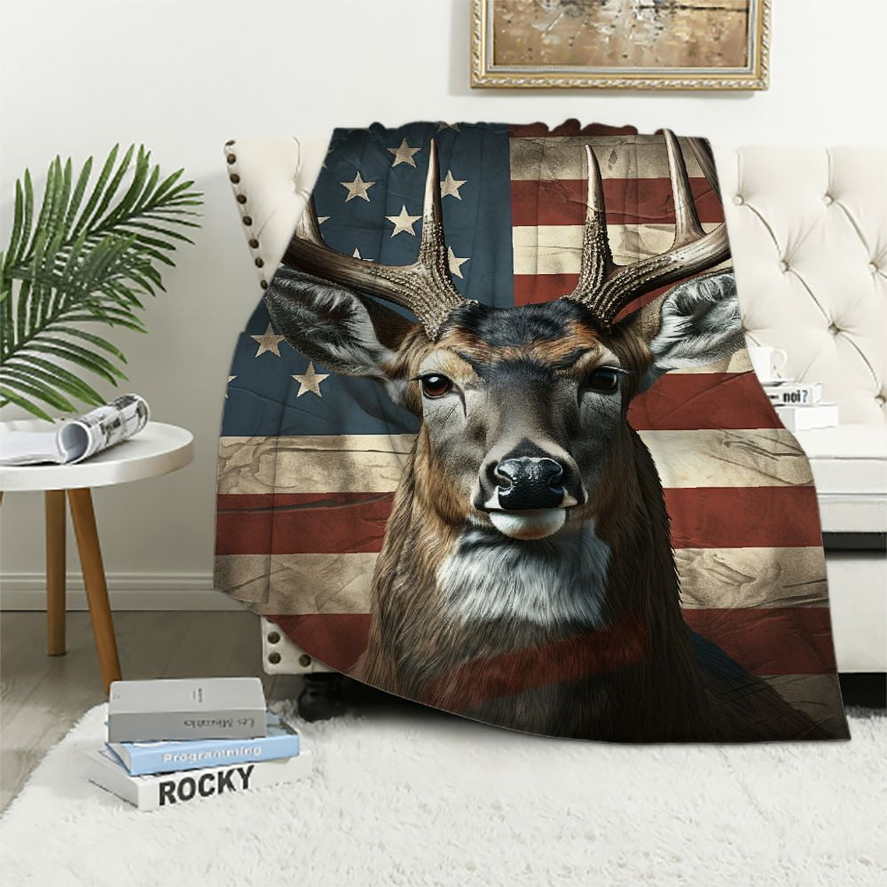 Nawypu Men Camo Deer Blanket, Hunting Blanket Deer Hunting Gifts for