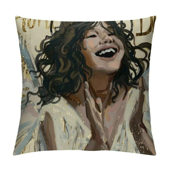 Nawypu Merry Christmas Black Girl Angel Decorative Throw Pillow Covers, Religious Xmas African American Holly Jolly Porch Outdoor Home Decor, Noel Joy Winter Holiday Couch Cushion Case
