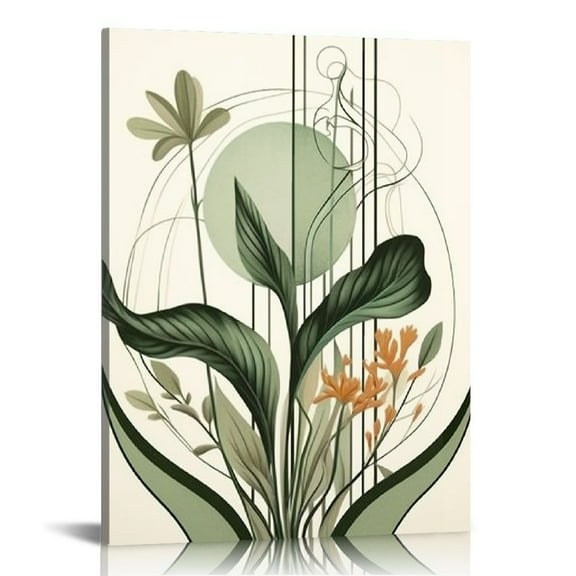 Nawypu Mid Century Modern Wall Art Sage Green Canvas Wall Art Boho Prints Green Wall Decor Black Beige Abstract Wall Art Picture Mid Century Painting for Living Room Bedroom