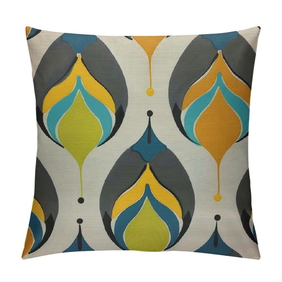 Nawypu Mid Century Pattern Throw Pillow Cover Water Shaped Regular Colorful Simple Row Neat Modern Creative Pillow Case Decorative Men Women Boy Girl Room Cushion Cover for Home Bed