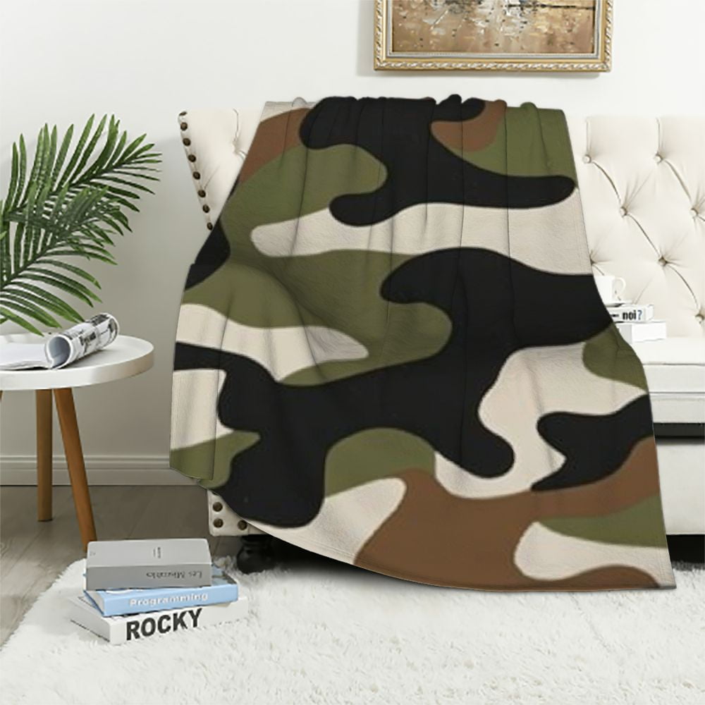 Nawypu Military Camouflage Blanket Army Green Blankets and Throws Soft