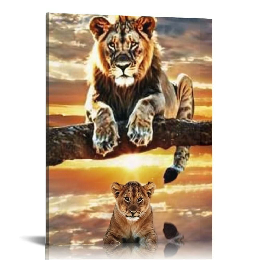 Nawypu Mindset Is Everything Wall Art Lion Motivational Canvas Wall Art Posters Prints