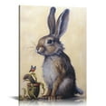 thumbnail image 1 of Nawypu  Minimal Woodland Rabbit with Perched Birds Painting, Design Fine Canvas Wall Art, 1 of 4