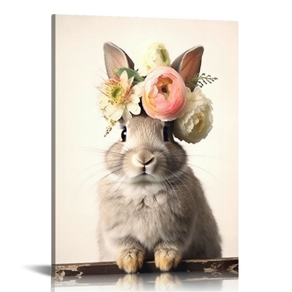 Nawypu Minimalist Bunny Rabbit Nursery Wall Canvas Painting Print and ...