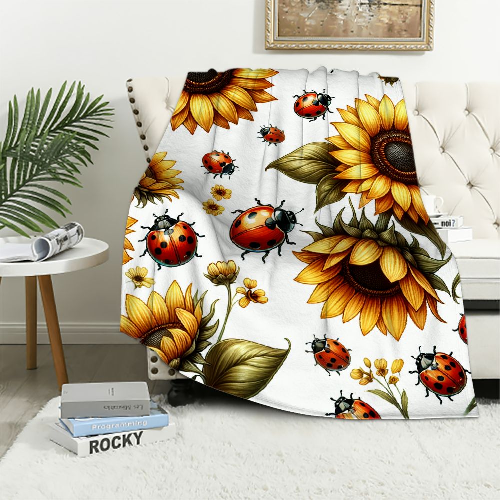 Nawypu Miraculous Ladybug Blanket Sunflower Blanket Throw Gift for