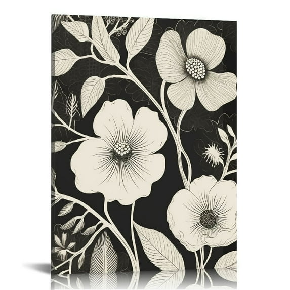 Nawypu Modern Abstract Black Flower Canvas Wall Art Minimalist Nature Botanical Floral Room Aesthetic Posters Vintage Farmhouse Plant Gallery Prints Paintings Decor for Bedroom Living Room