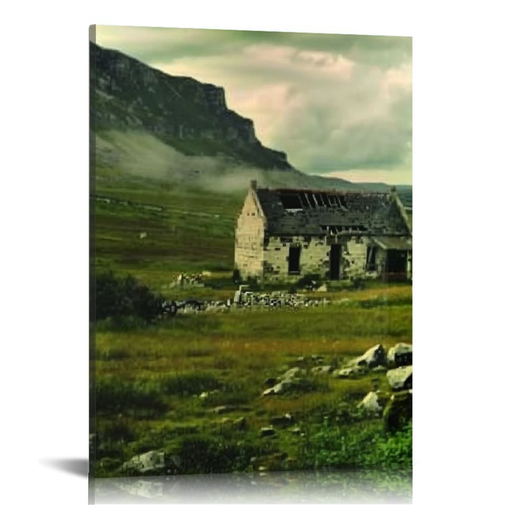 Nawypu Modern Canvas Painting Irish Landscape House on Cliffs and ...