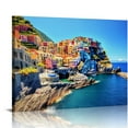 thumbnail image 1 of Nawypu  Modern Canvas Painting Wall Art Cityscape Traditional Port Mediterranean Sea Cinque Terre Italy Coast Landscape Print On Canvas Giclee Artwork for Wall Decor 20x16 inch, 1 of 4