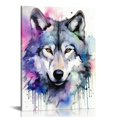 thumbnail image 1 of Nawypu  Modern Home Decor Wolf Canvas Print Wall Art for Kids Room, Watercolor Wild Animal Wolf Portrait Picture Paintings for Bathroom Bedroom Living room Office Wall Decoraton,, 1 of 4