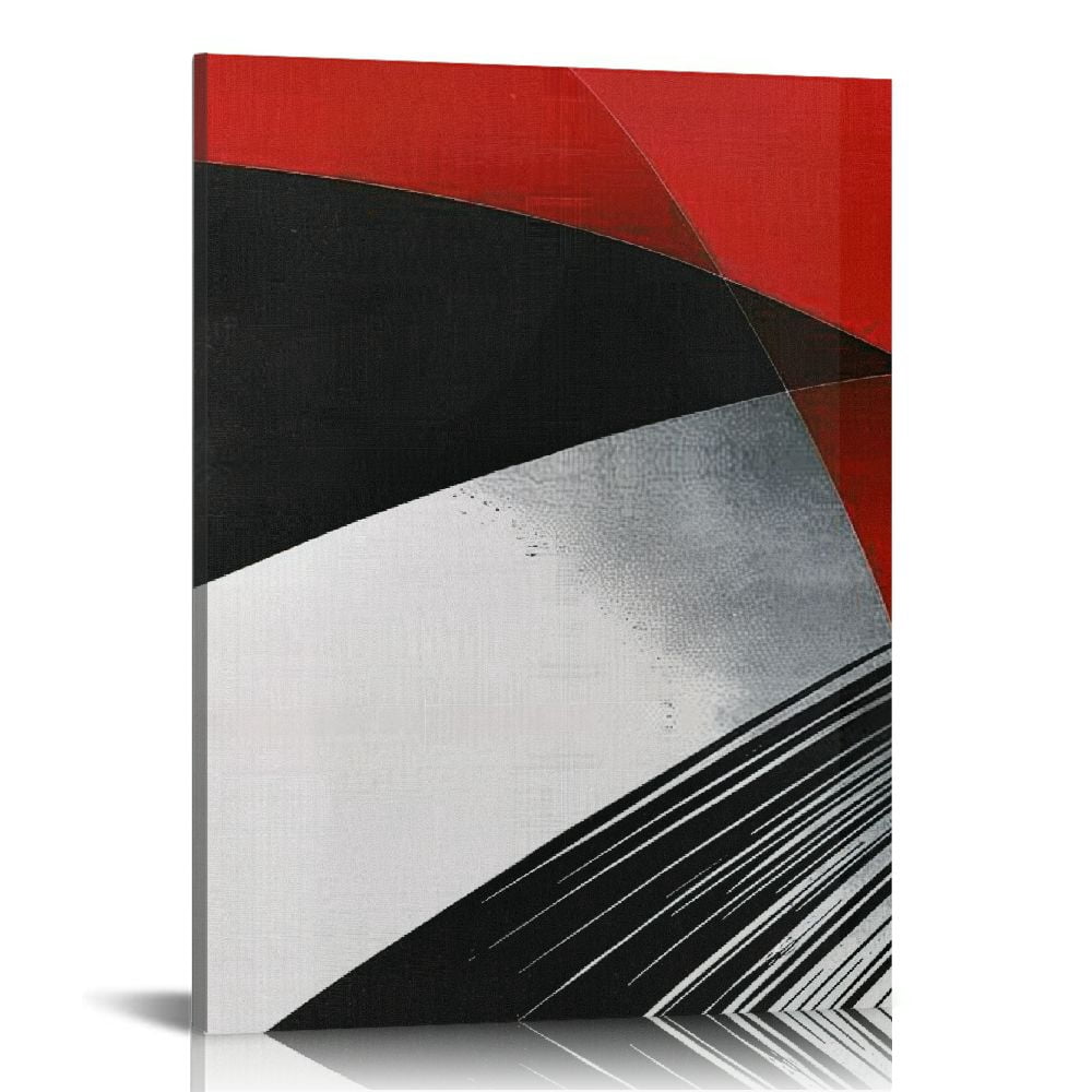 Nawypu Modern Multi Colors Abstract Wall Art Red Silver and Black ...
