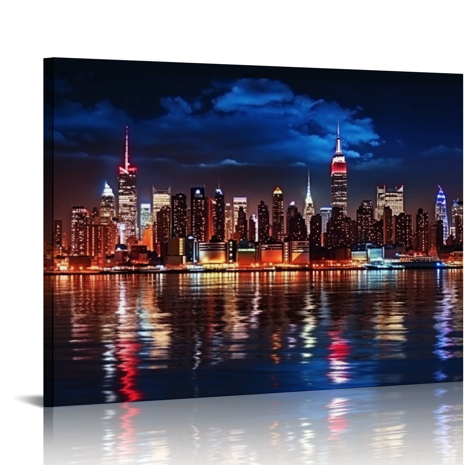 Nawypu Modern New York City Night Canvas Wall Art Manhattan Skyline at ...