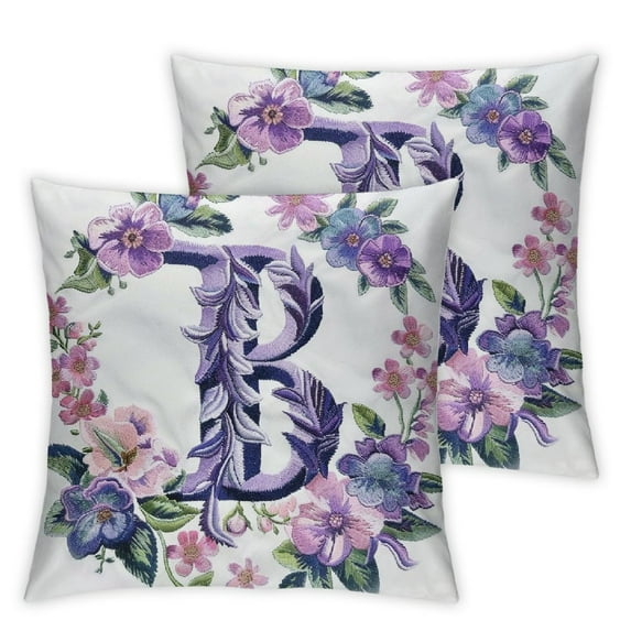Nawypu Monogram Pillow Covers Floral Decorative Initial Throw Pillows for Home Farmhouse Last Name Pillow Case for Sofa Couch Decor 2pc