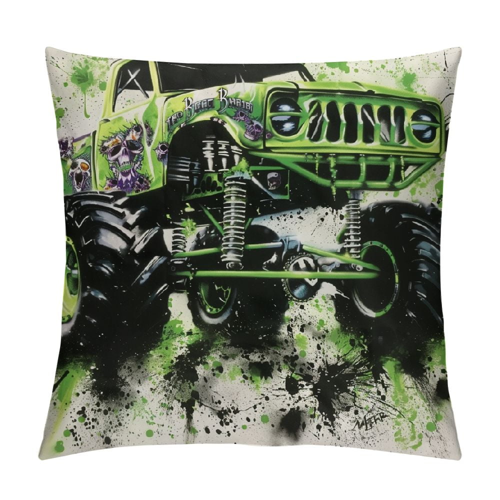Nawypu Monster Truck Pillow Covers Boys Room Decor Monster Truck Throw